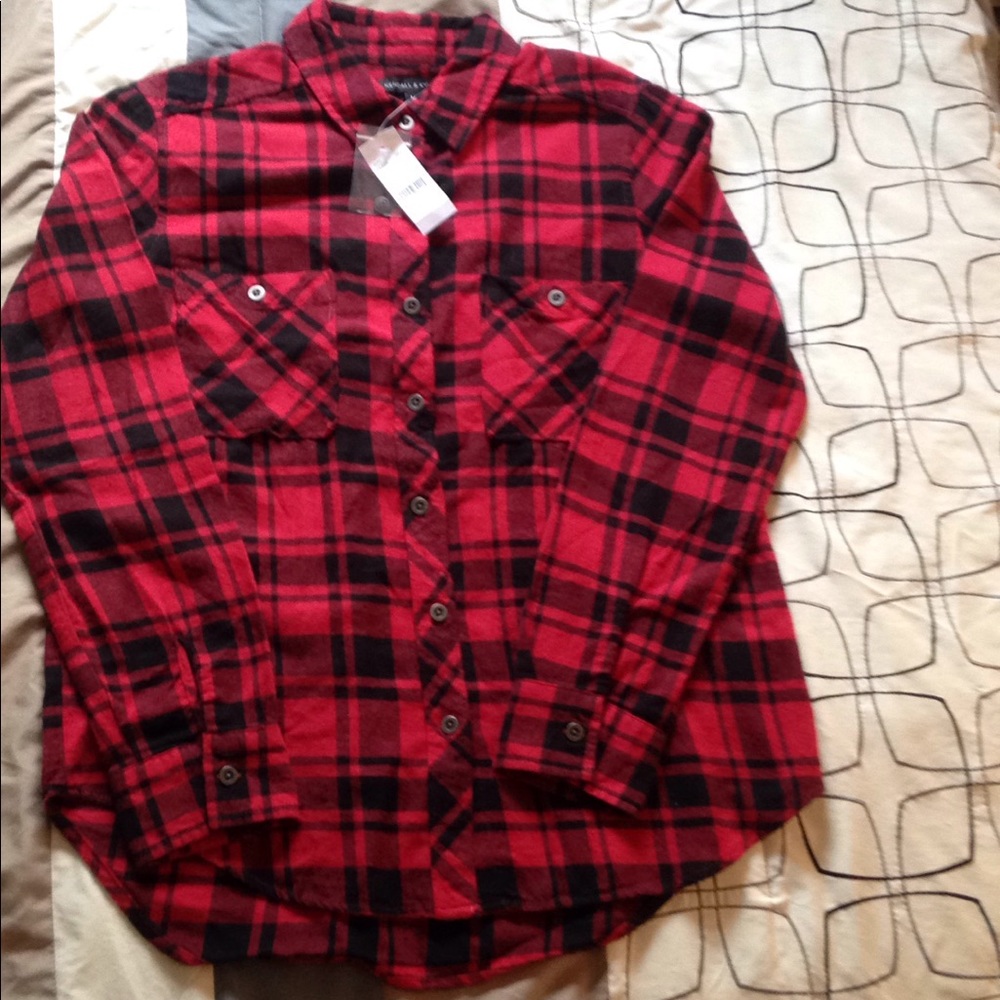 Kendall & Kylie plaid button down.
